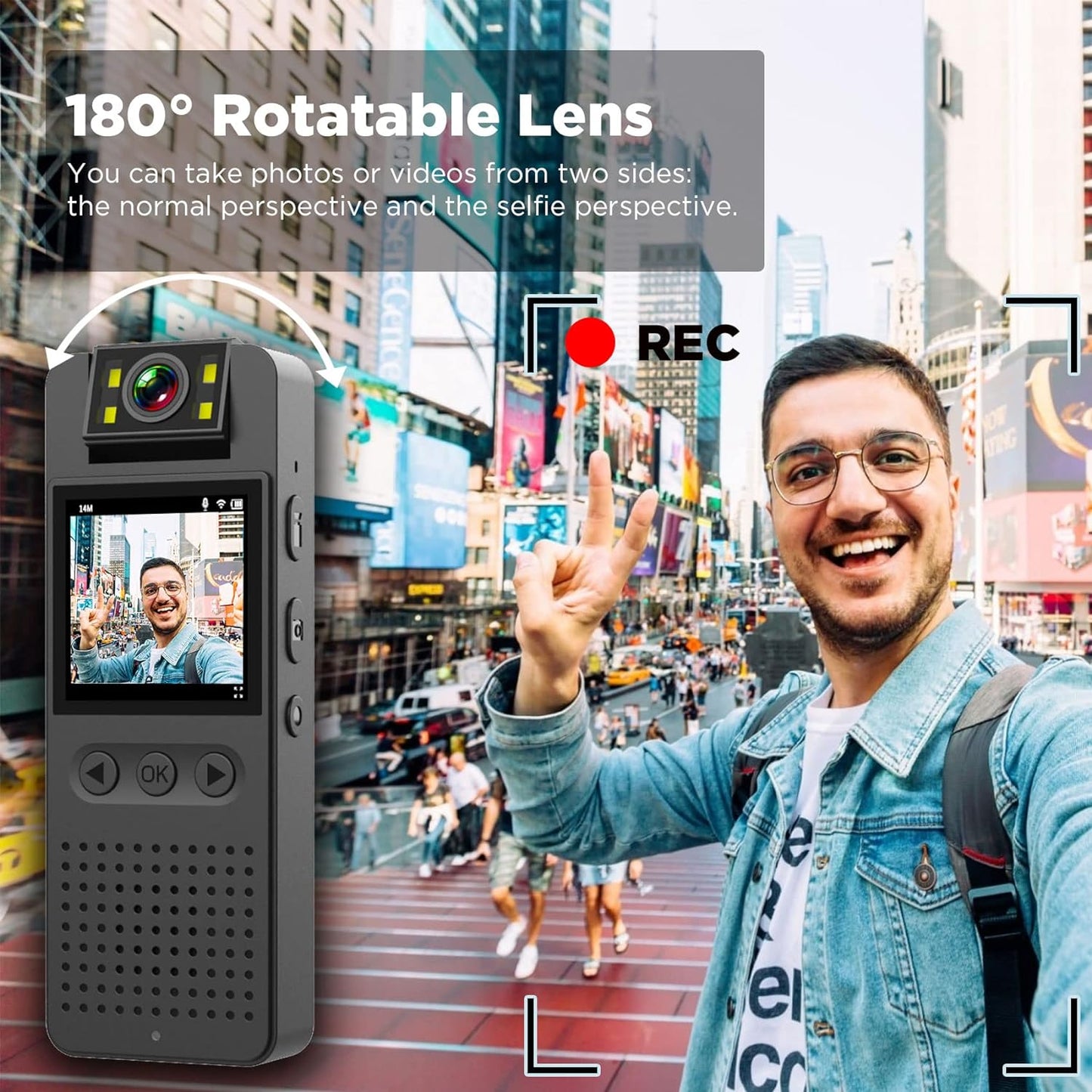 Body Camera 1080P Wearable Body Cams Pocket Bodycam Lens wide angle 120 degrees 1.4” LCD Camera for Law Enforcement, Civilians, Security Guard, 32GB Memory Inside