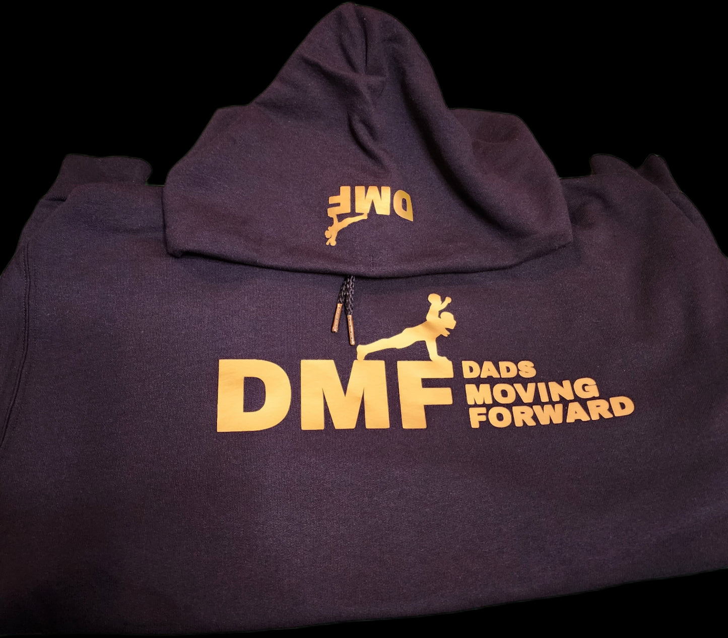 BLACK AND MATTE GOLD Dads Moving Forward LLC Premium Hoodie and DMF Bag